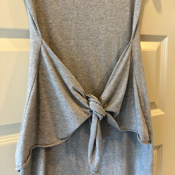 Theory Dakui Gray Tee Shirt Dress with Front tie Detail - Picture 6 of 8